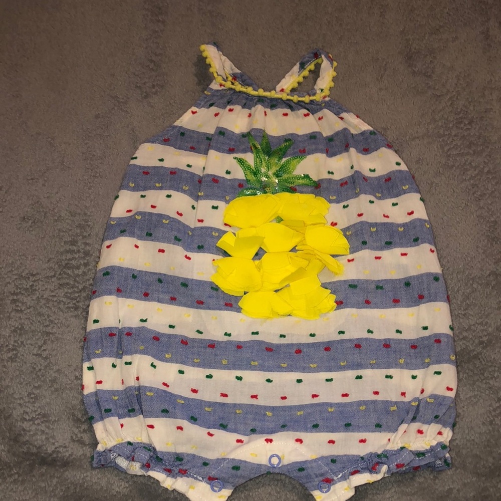 Mudpie Pineapple Romper 9-12m